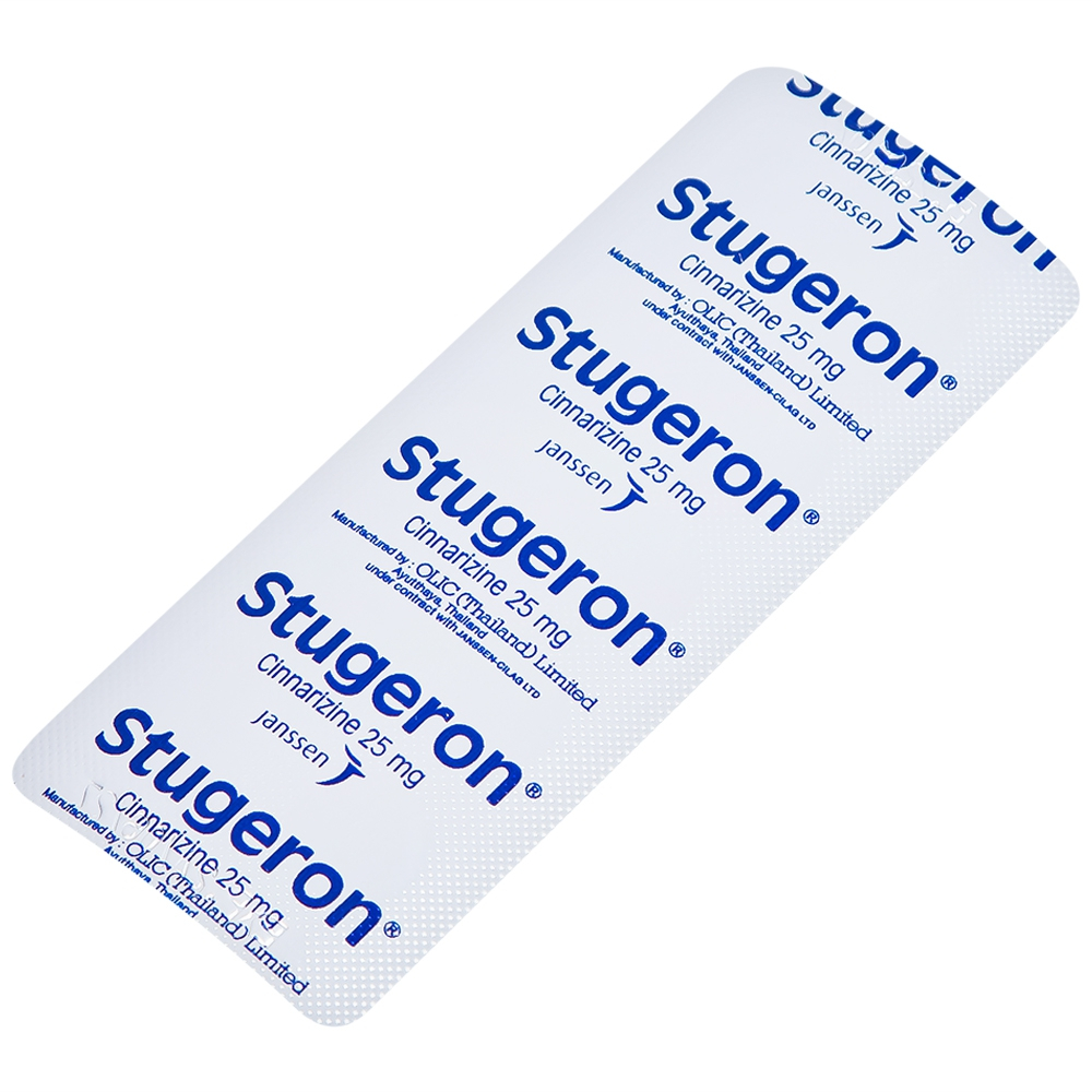 Stugeron 25mg hết rối loạn tuần hoàn não, say tàu xe - vĩ 10 viên