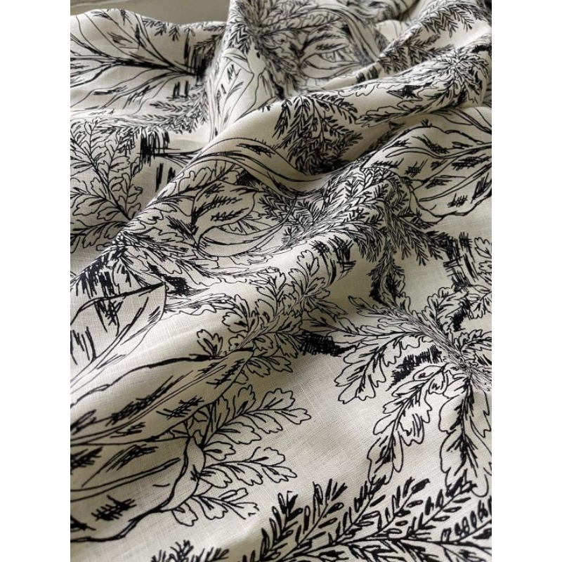 Vải Linen Tưng Hoạ Tiết Hoa Lá Cách Điệu 💯 Linen - Pure Linen