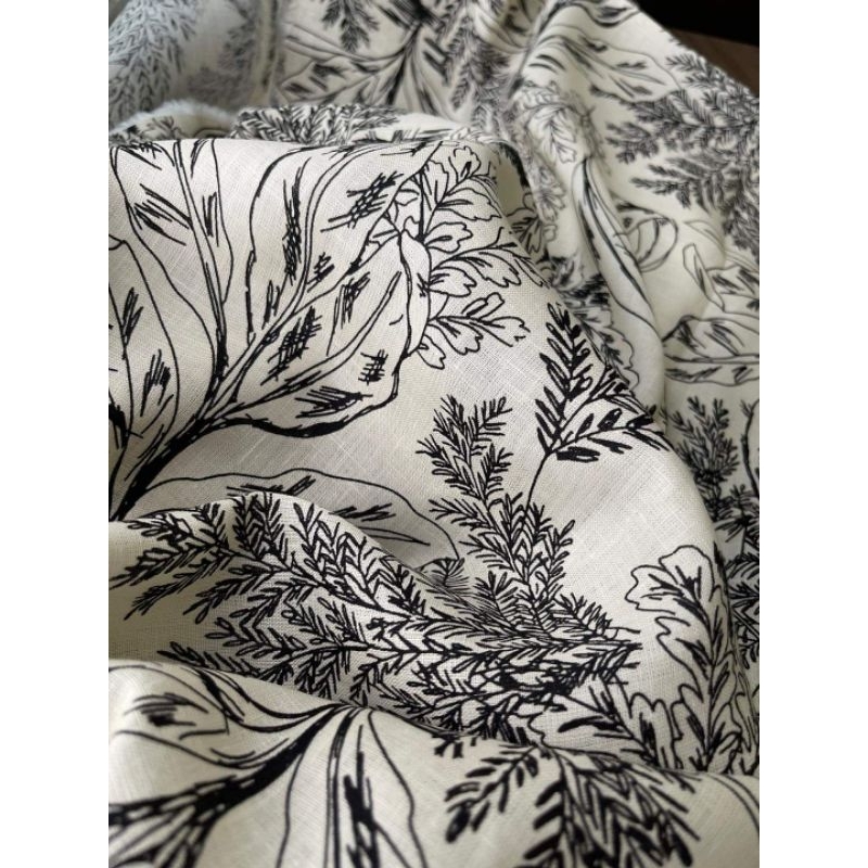 Vải Linen Tưng Hoạ Tiết Hoa Lá Cách Điệu 💯 Linen - Pure Linen
