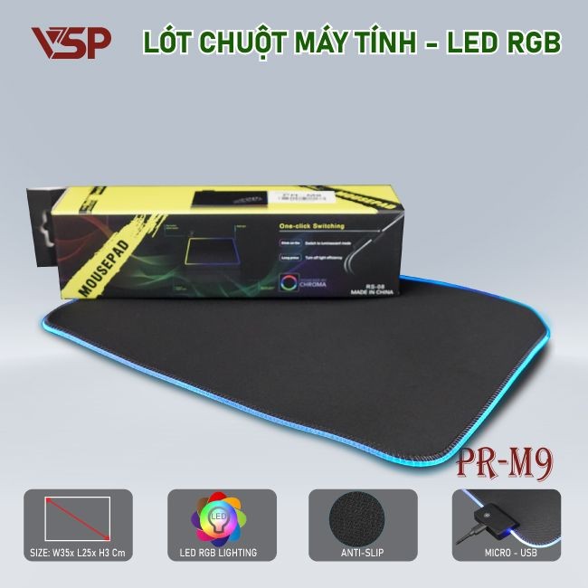 Lót chuột VSP PR-M9 LED RGB 250 x 350 x 3 mm - Mouse Pad Gaming