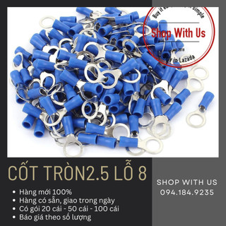 Đầu cosse tròn 2.5 - đầu cốt tròn 2.5mm lỗ bắt vít 8mm - rv2-8