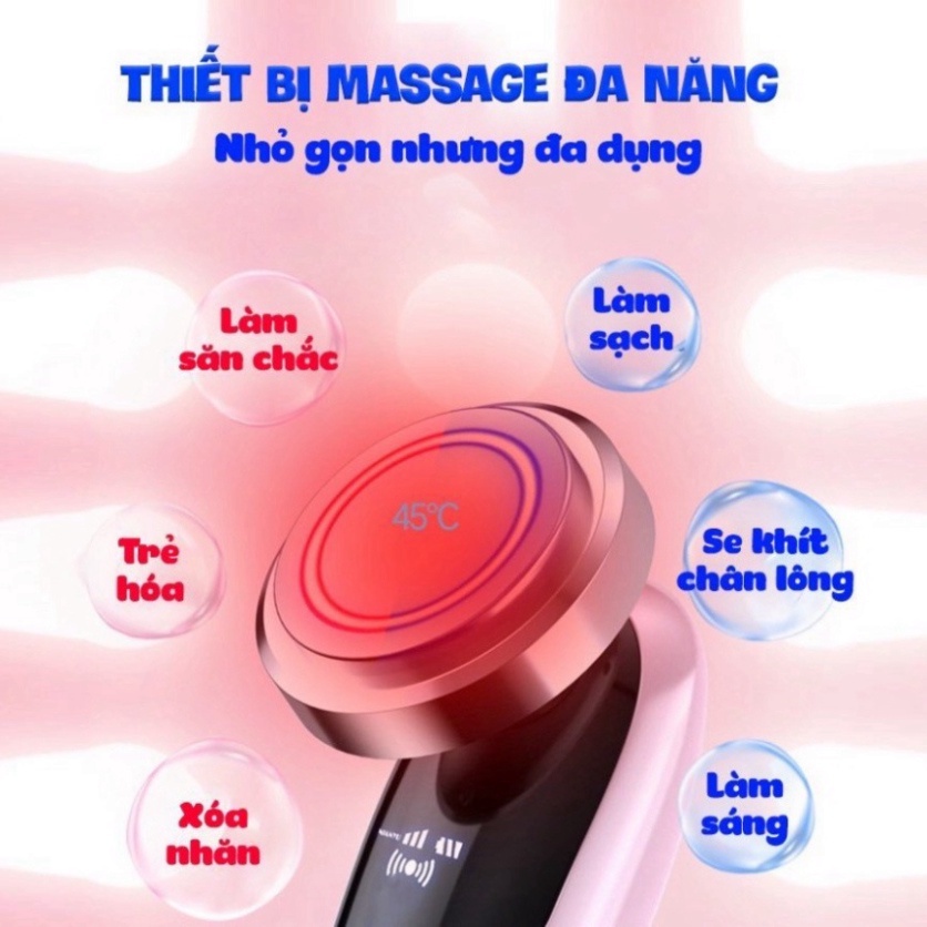 Máy Massage Mặt Đẩy Tinh Chất ion cầm tay nâng cơ mặt làm sạch sâu cấp ẩm máy điện di máy tẩy trang