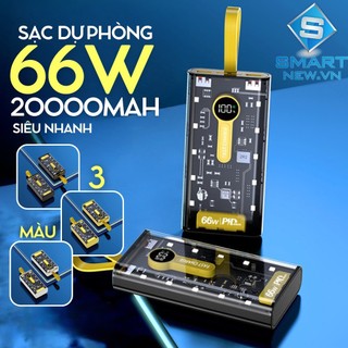 Sạc dự phòng 20000mah trong suốt tốc độ lên đến 66W, Hỗ Trợ Sạc Nhanh Chuẩn PD 22W