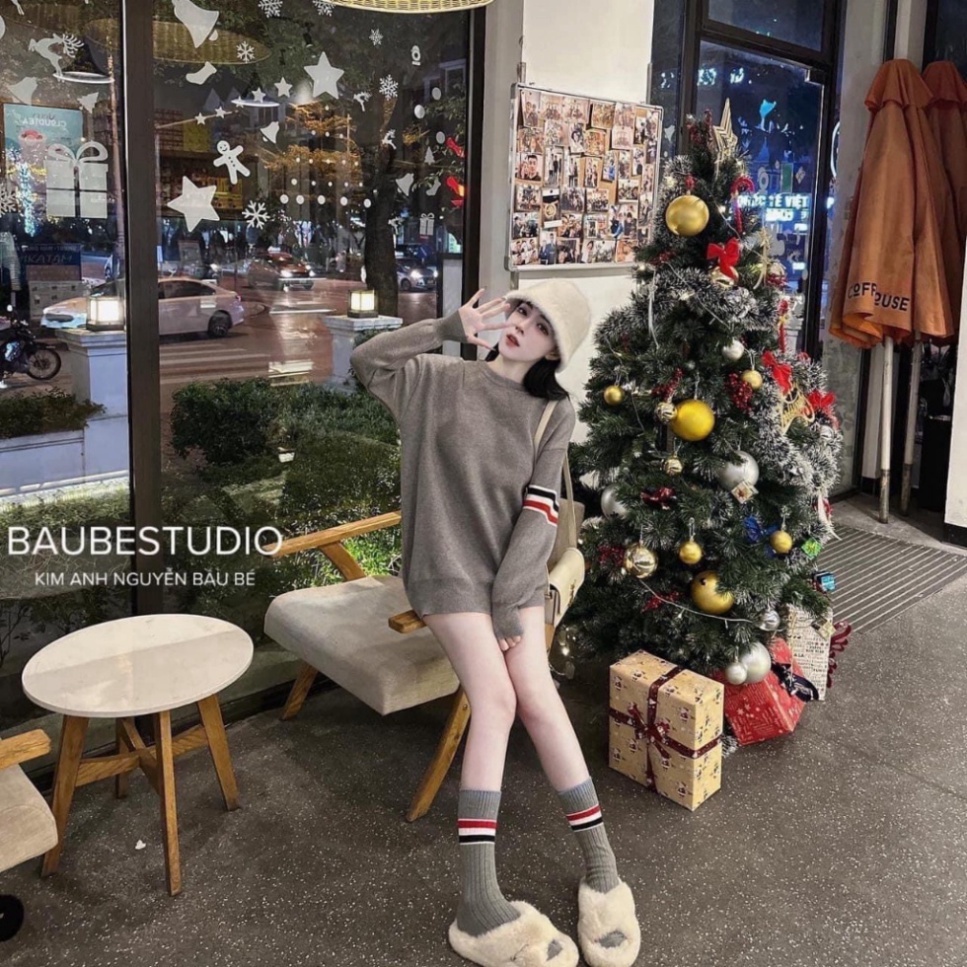 Áo Sweater Len Thome In Chú Cún Sau Lưng, Áo len thom phong cách đường phố