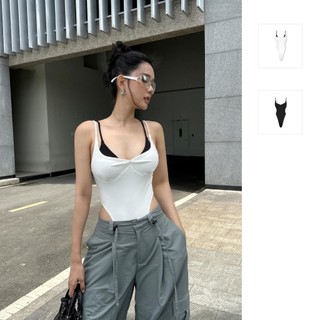 Áo nữ bodysuit double string bw, chất vải thun gân thoải mái, wbs006, somehow