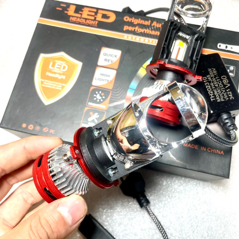 Đèn Pha Bi Cầu V80 chân H4 Công Suất 55w lắp đặt cho Ô tô và Xe Máy