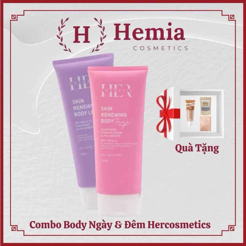 Combo Kem body Trắng Da ngày & đêm HERCOSMETICS , Body Treatment, Retinol,Dưỡng Trắng Da Dưỡng Ẩm Toàn Thân