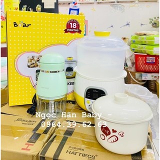 Máy say ăn dặm Hatties + Nồi nấu cháo chậm Bear
