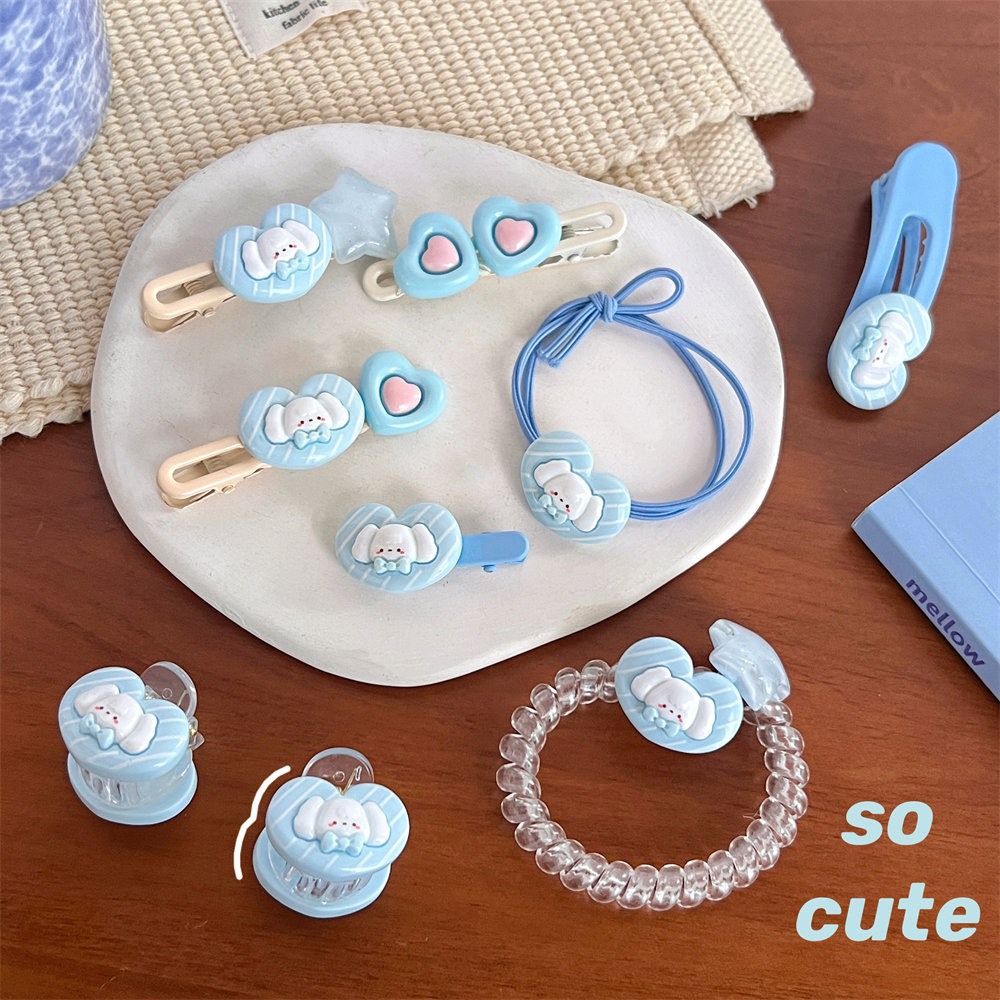 MVP3701 Set 9 Kẹp Tóc Hình Chú Chó Hoạt Hình Màu Xanh Dương Thời Trang Mùa Hè Cho Nữ