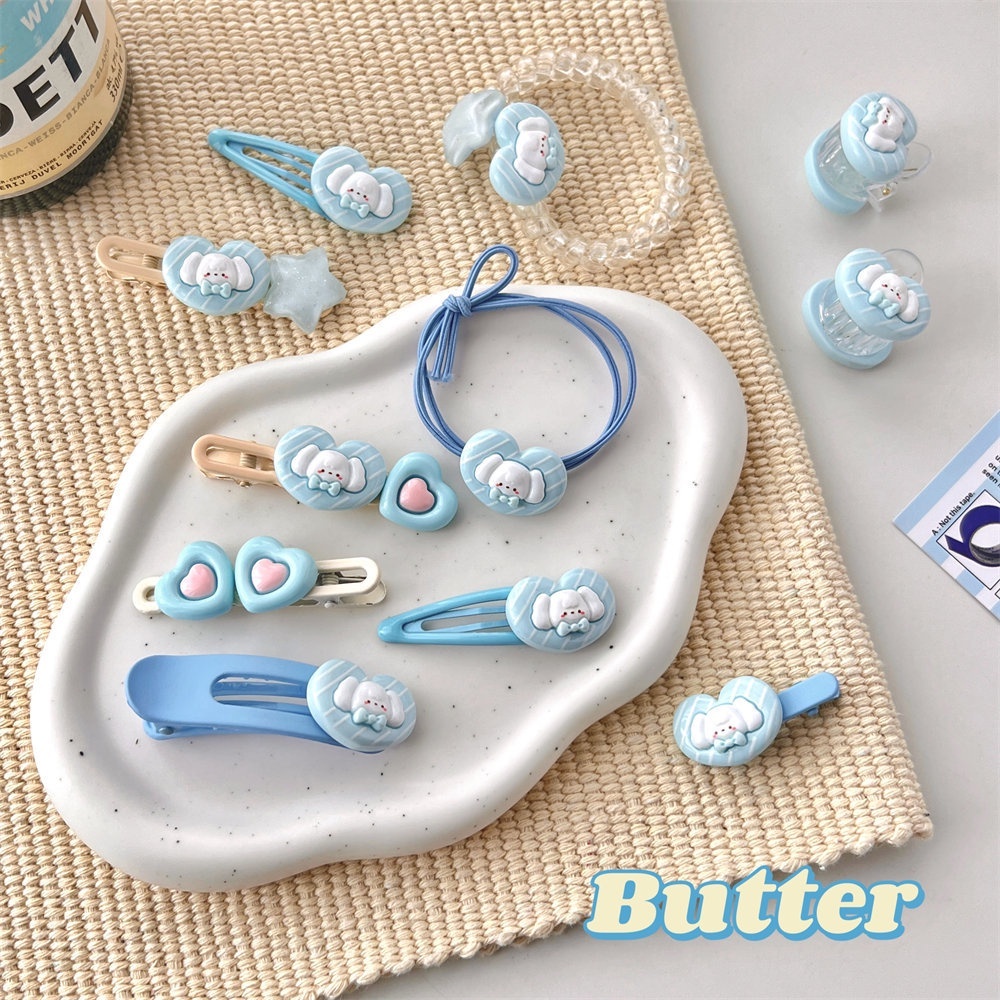 MVP3701 Set 9 Kẹp Tóc Hình Chú Chó Hoạt Hình Màu Xanh Dương Thời Trang Mùa Hè Cho Nữ