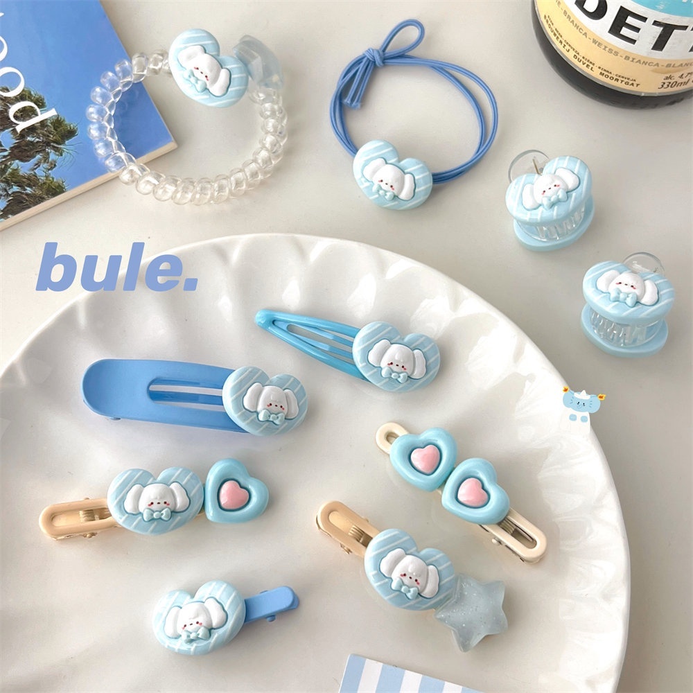 MVP3701 Set 9 Kẹp Tóc Hình Chú Chó Hoạt Hình Màu Xanh Dương Thời Trang Mùa Hè Cho Nữ