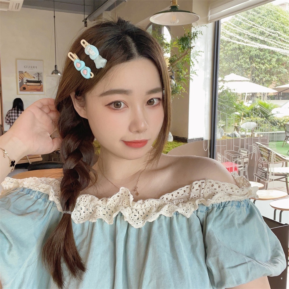 MVP3701 Set 9 Kẹp Tóc Hình Chú Chó Hoạt Hình Màu Xanh Dương Thời Trang Mùa Hè Cho Nữ