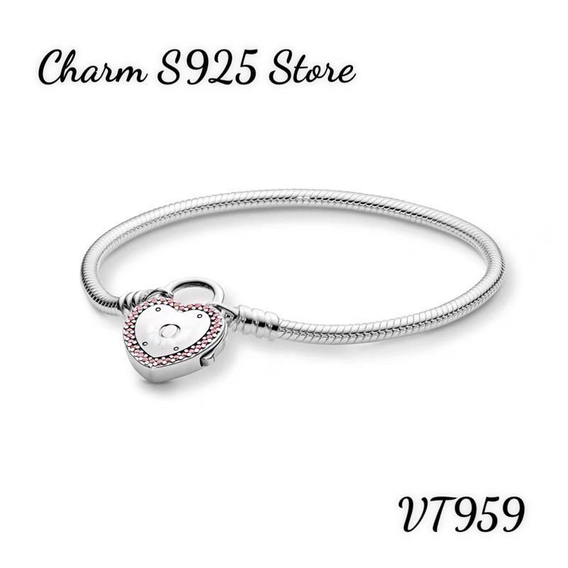 VÒNG TAY PAN ALE KHOÁ TIM RỜI DÂY MỀM ĐÍNH ĐÁ BẠC S925 THUẦN KHIẾT HÀNG CAO CẤP