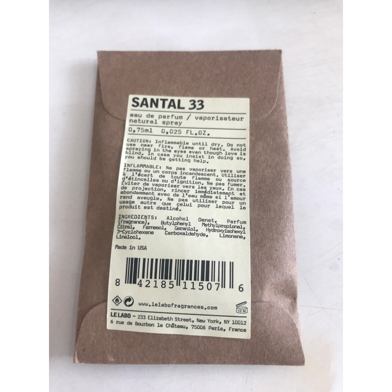 Vial/Mẫu thử nước hoa Le Labo/LeLabo 0.75ML 13,33,29,41,22,31