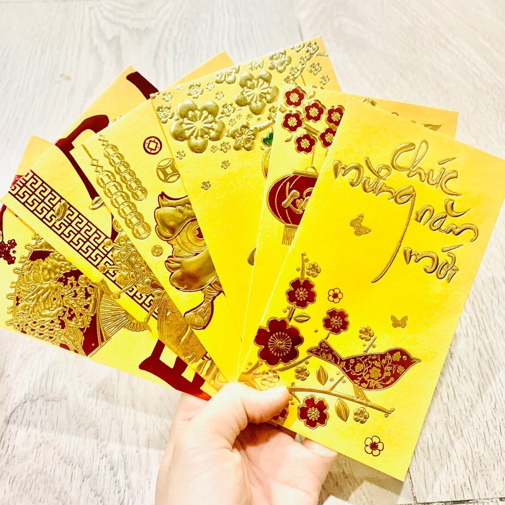 6 Bao Lì Xì Chữ Nổi 3D, Lì Xì Tết Đỏ Giáp Thìn 2024
