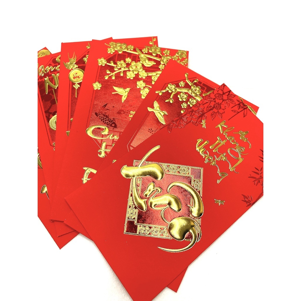 6 Bao Lì Xì Chữ Nổi 3D, Lì Xì Tết Đỏ Giáp Thìn 2024