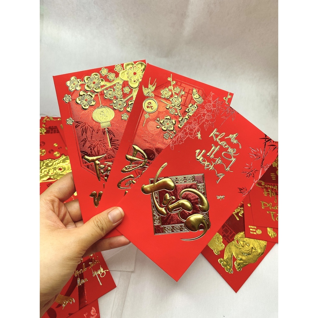 6 Bao Lì Xì Chữ Nổi 3D, Lì Xì Tết Đỏ Giáp Thìn 2024