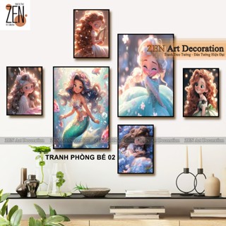 Combo 6 bức tranh dán tường hình em bé gái vintage cute trang trí phòng ngủ bé, decor nhà siêu xinh- giá tốt- treo phòng