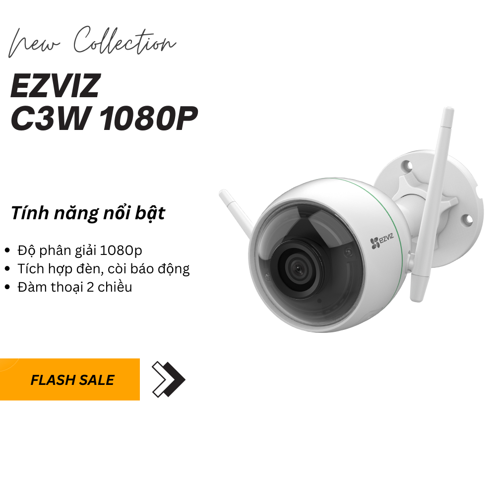 [Mã ELEZ10 giảm 10% đơn 800K] Camera EZVIZ C3W 1080PNgoài Trời, WI-FI, Báo Động Với Đèn Báo và Còi Hú