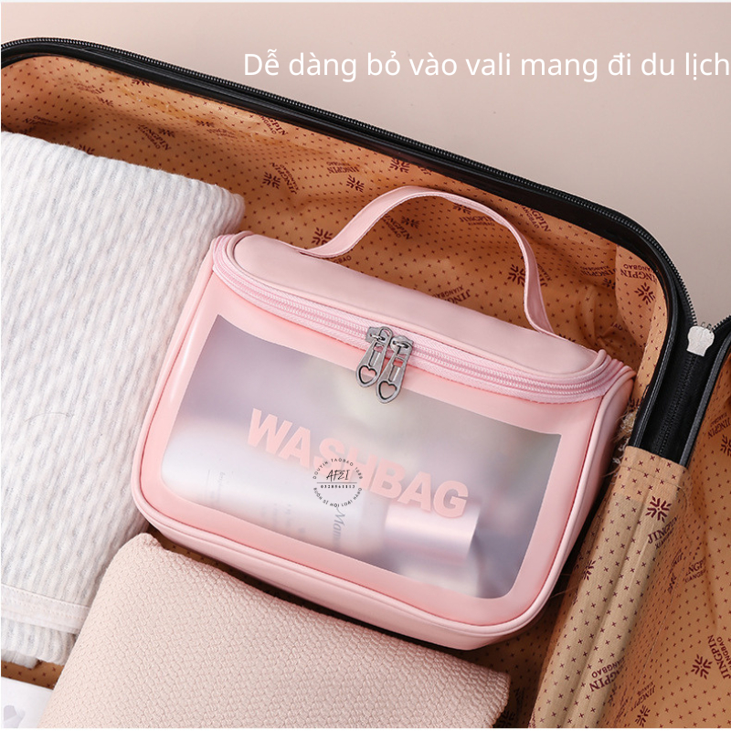 Túi Đựng Mỹ Phẩm Du Lịch Dạng Hộp Trong Suốt WASHBAG Có Quai Xách Tiện Lợi, Đựng Dụng Cụ Trang Điểm - FL04