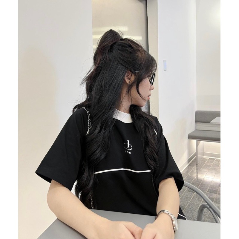 Áo Thun Nam Nữ IGU LINE Chất Cotton Phối Line Phong Cách Hàn Quốc.