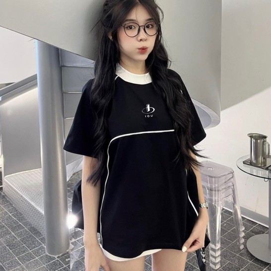 Áo Thun Nam Nữ IGU LINE Chất Cotton Phối Line Phong Cách Hàn Quốc.