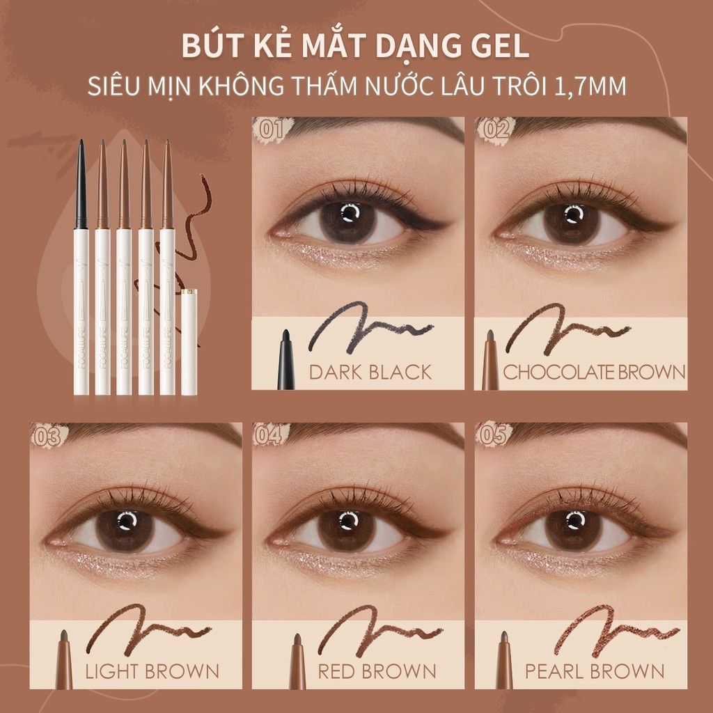 Bút chì kẻ mắt FOCALLURE đầu mảnh 1.7mm chống thấm nước lâu trôi 1g FA243