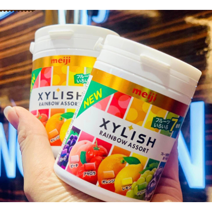 Kẹo Singum Xilytol Trái Cây Meiji Nội Địa Nhật Hũ 117G