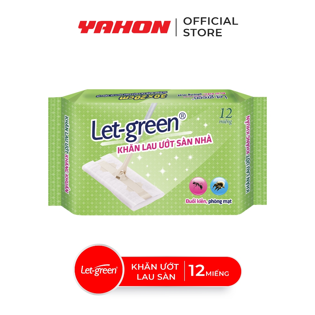 Bao Khăn Ướt Lau Sàn Nhà LET-GREEN, 12 Miếng/Bao
