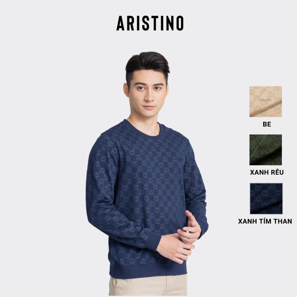 [NEW 2023] Áo dài tay bo gấu Aristino phom Regular Fit suông vừa, họa tiết in tinh tế, thời thượng - ASW010W3