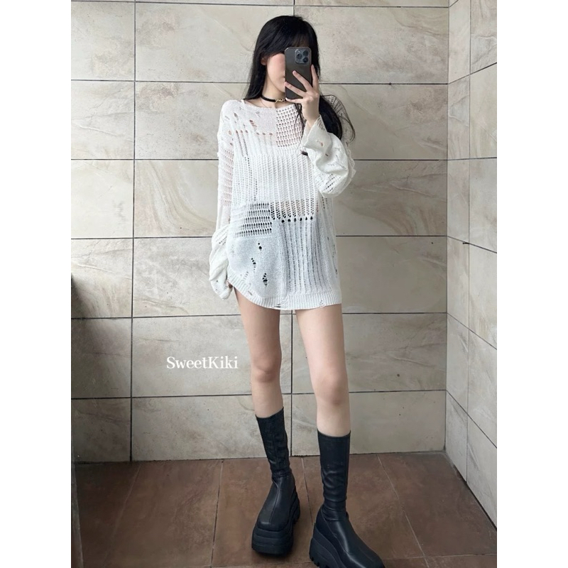 Áo len lưới dài tay chất mịn cá tính