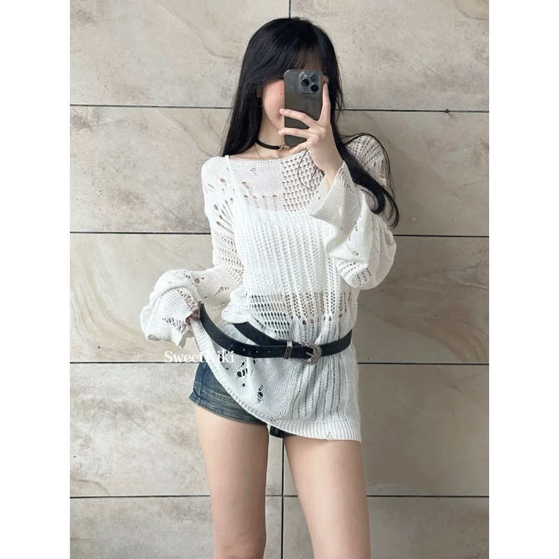 Áo len lưới dài tay chất mịn cá tính