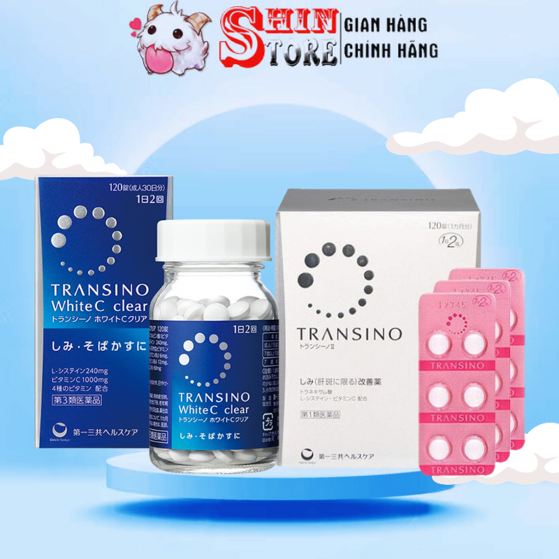 Viên Uống Trắng Da Transino Nhật Bản 240 Viên Chính Hãng - White C Clear 120v Giúp Sáng Da, Mờ Tàn Nhang