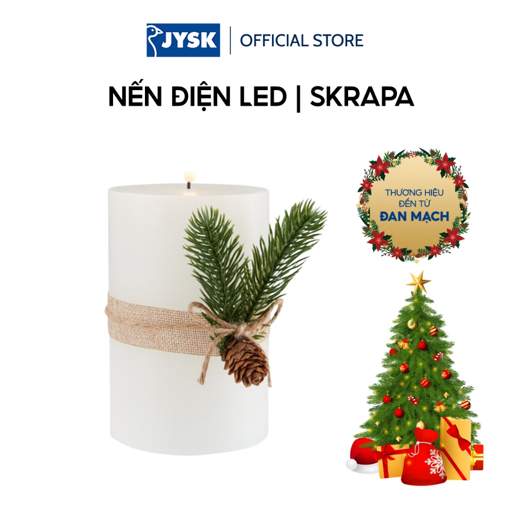 Nến điện LED | JYSK Skrapa | nhựa ABS/sáp | trắng | DK10xC15cm