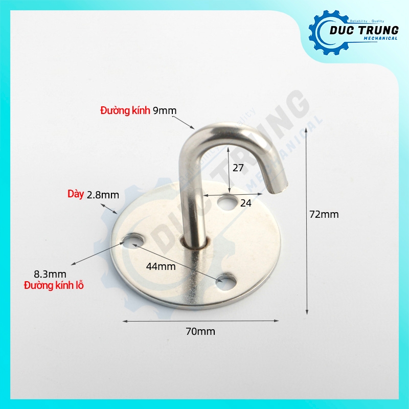 Móc Treo Quạt Trần INOX Chịu Lực Chữ J - Đảm Bảo An Toàn Tuyệt Đối- 044