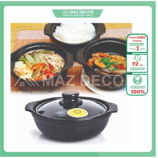 Giá sỉ tại xưởng 8 INCH - Nồi đất đen nấu đựng mì cay cấp độ 7 hấp dẫn 850ml cao cấp dày dặn cho bếp ga, hồng ngoại