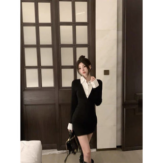 đầm body phối cổ sơ mi