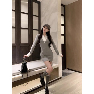 đầm body phối cổ sơ mi