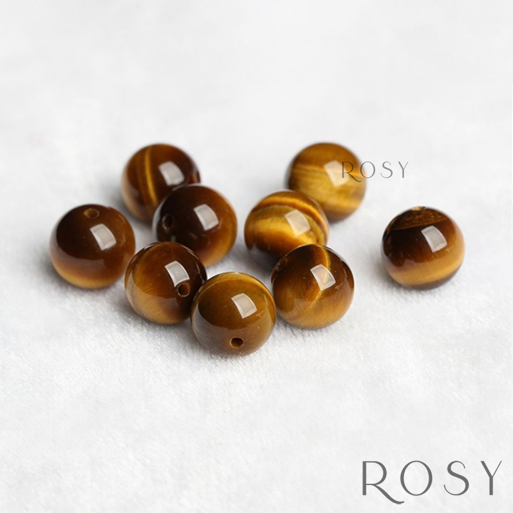 Hạt đá phong thủy mắt hổ thiên nhiên thật 100% nâu vàng, nâu đỏ  chuỗi hạt xâu vòng tay DIY