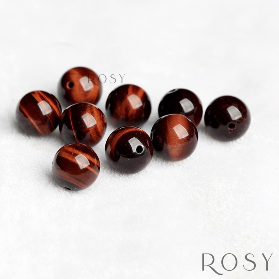 Hạt đá phong thủy mắt hổ thiên nhiên thật 100% nâu vàng, nâu đỏ  chuỗi hạt xâu vòng tay DIY