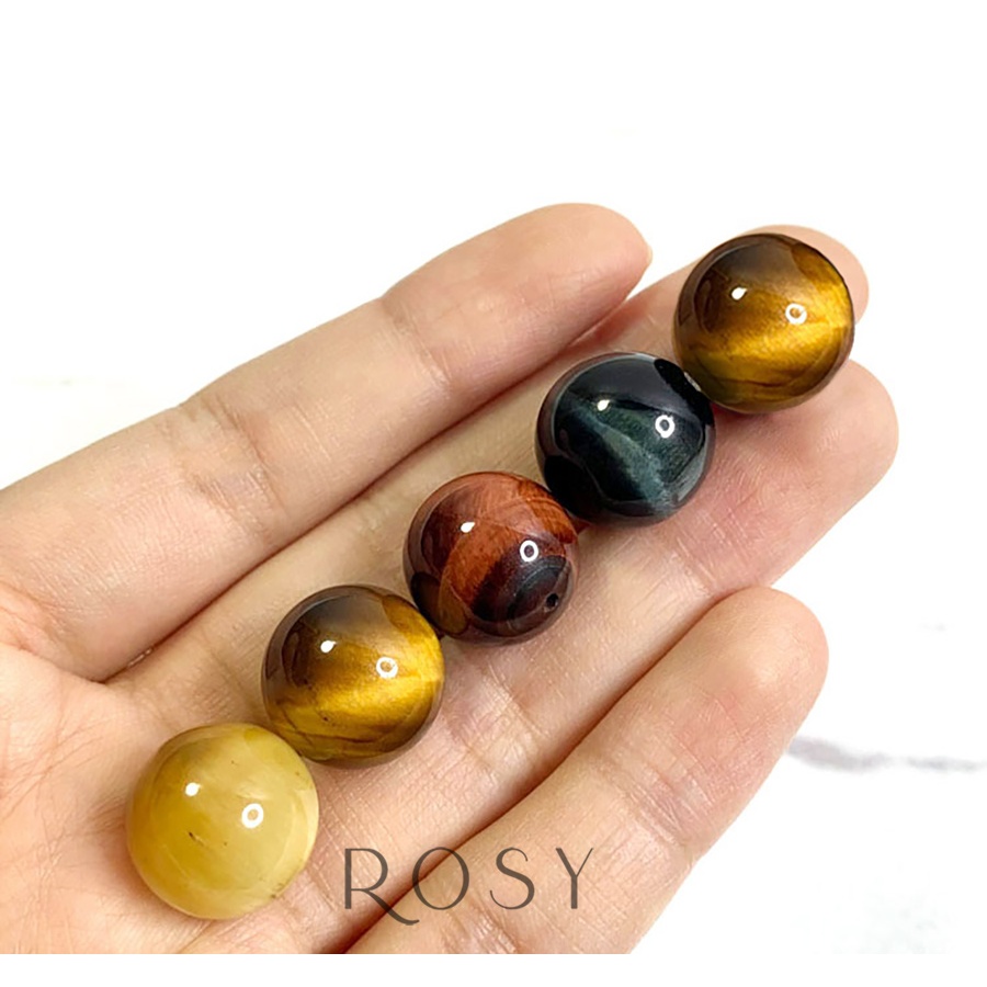 Hạt đá phong thủy mắt hổ thiên nhiên thật 100% nâu vàng, nâu đỏ  chuỗi hạt xâu vòng tay DIY