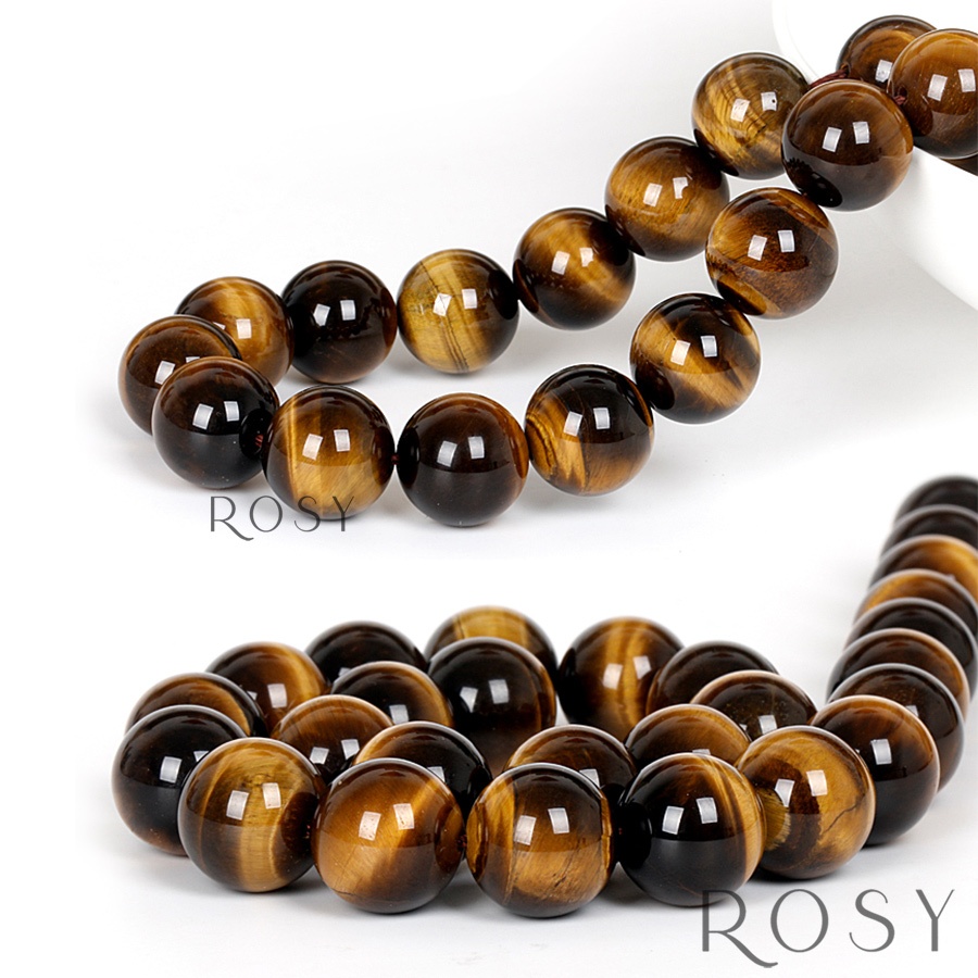 Hạt đá phong thủy mắt hổ thiên nhiên thật 100% nâu vàng, nâu đỏ  chuỗi hạt xâu vòng tay DIY