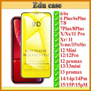 Kính cường lực 9D IPhone 6/7/8 PlusX/Xs/Xs max/Xr/ 11/11Pro/11Promax/12mini/12/13/14/15 Pro/Plus/Pro Max Tặng Giấy Lau