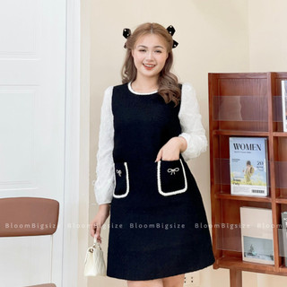 Váy đầm bigsize chất dạ tay ren cao cấp 2 lớp - tặng kèm 2 tag nơ