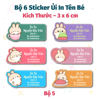 Logo In Tên Bé Theo Yêu Cầu, Set 6 Sticker Ủi Quần Áo Mẫu Thỏ Xinh, Sticker tự ủi tại nhà