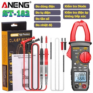 Ampe kìm Đồng hồ kẹp dòng vạn năng Anneng ST182 đo tụ, tần số, nhiệt độ, điện trở, điện áp AC DC, dòng điện AC, có báo c