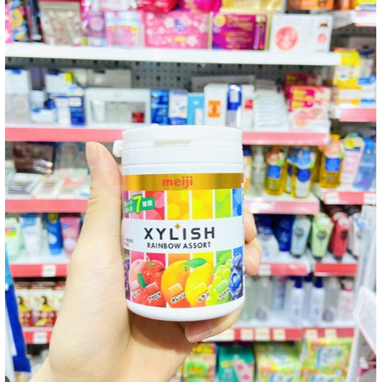 Kẹo Singum Xilytol Trái Cây Meiji Nội Địa Nhật Hũ 117G