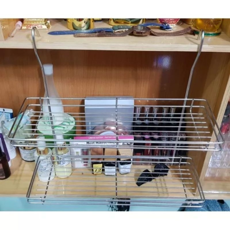 Combo 4 Kệ Inox gia dụng 2 tầng đế treo bếp, đựng gia vịhoặc mỹ phẩm.