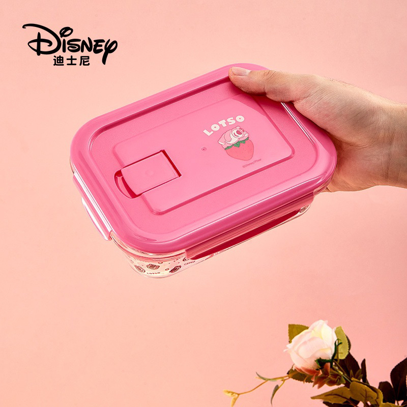 Hộp Thuỷ Tinh Đựng Cơm Trưa Hình Gấu Dâu Có Nắp Đậy Dùng Trong Lò Vi Sóng -