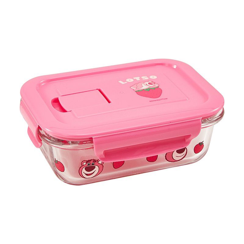 Hộp Thuỷ Tinh Đựng Cơm Trưa Hình Gấu Dâu Có Nắp Đậy Dùng Trong Lò Vi Sóng -